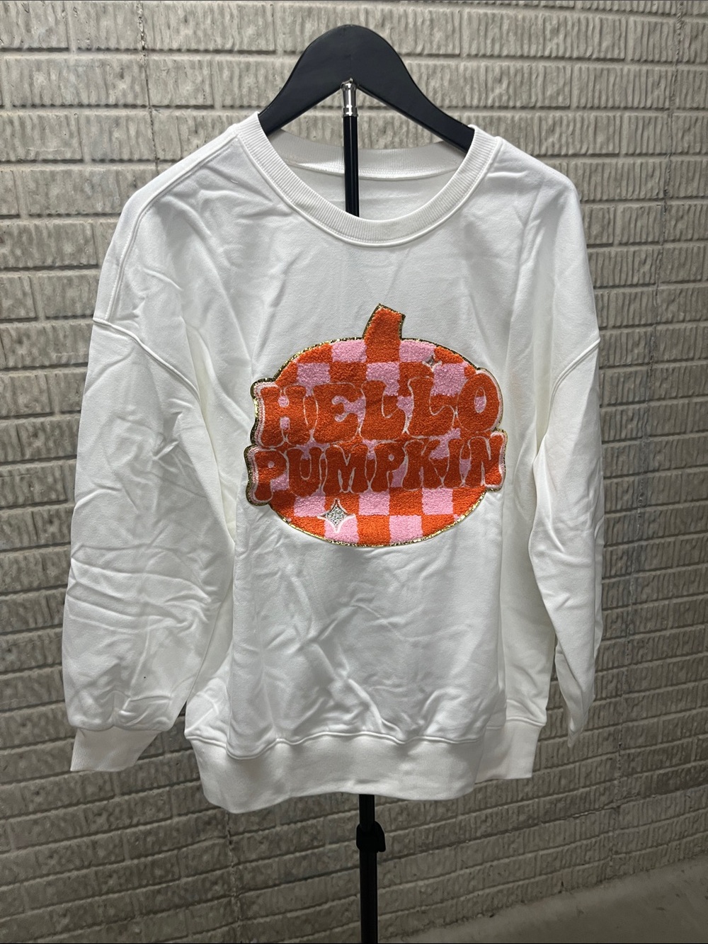 Hello Pumpkin White Graphic Sweatshirt